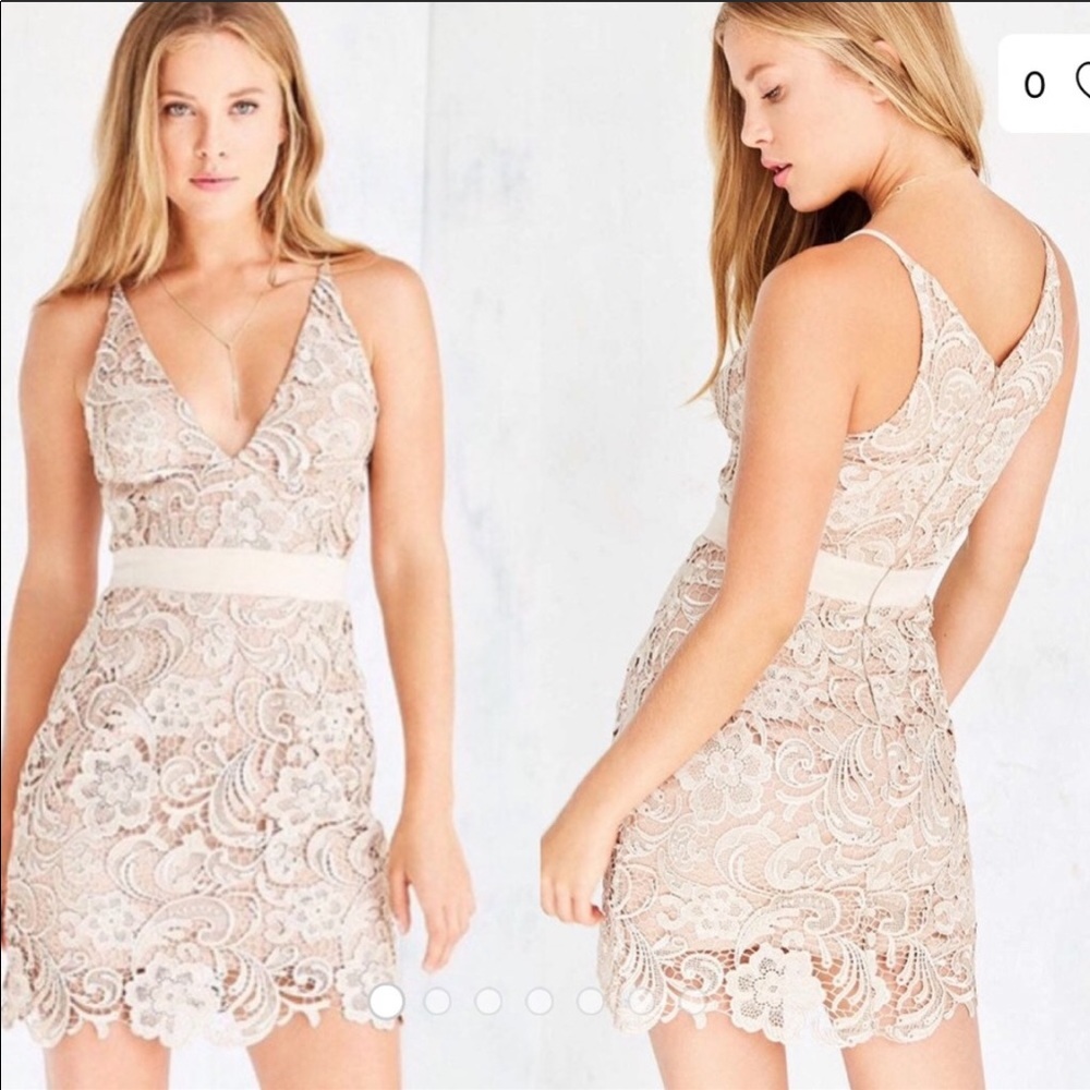 Dress The Population- Ivory Lace Mini Dress